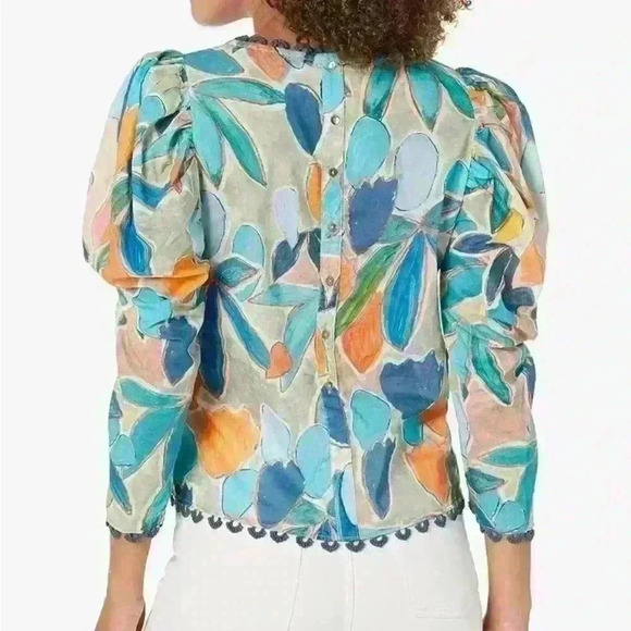 NWT NIC + ZOE Citrus Grove Puff Sleeve Top. - Picture 2 of 10